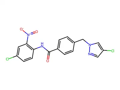 N-(4-chloro-2-nitrophenyl)-4-[(4-chloropyrazol-1-yl)methyl]benzamide structure