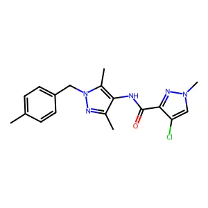 4-chloro-N-[3,5-dimethyl-1-(4-methylbenzyl)-1H-pyrazol-4-yl]-1-methyl-1H-pyrazole-3-carboxamide structure