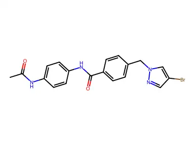 N-(4-acetamidophenyl)-4-[(4-bromopyrazol-1-yl)methyl]benzamide structure