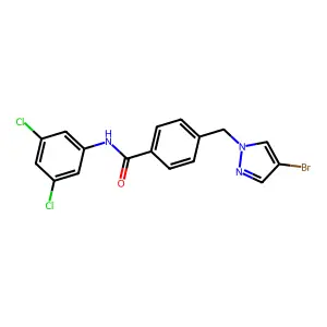 4-[(4-bromo-1H-pyrazol-1-yl)methyl]-N-(3,5-dichlorophenyl)benzamide structure