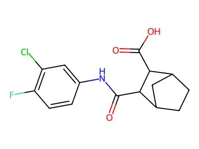 2-[(3-Chloro-4-fluorophenyl)carbamoyl]bicyclo[2.2.1]heptane-3-carboxylic acid structure