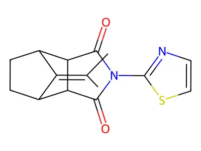 10-(1-methylethylidene)-4-(1,3-thiazol-2-yl)-4-azatricyclo[5.2.1.0~2,6~]decane-3,5-dione structure