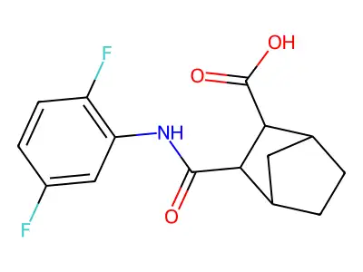 2-[(2,5-Difluorophenyl)carbamoyl]bicyclo[2.2.1]heptane-3-carboxylic acid structure