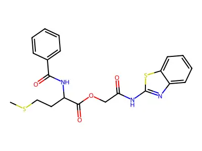 2-(1,3-benzothiazol-2-ylamino)-2-oxoethyl N-(phenylcarbonyl)methioninate structure
