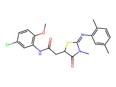 N-(5-chloro-2-methoxyphenyl)-2-{2-[(2,5-dimethylphenyl)imino]-3-methyl-4-oxo-1,3-thiazolidin-5-yl}acetamide structure