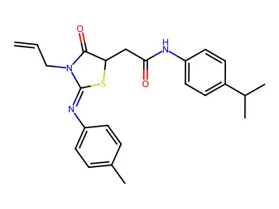 2-{3-allyl-2-[(4-methylphenyl)imino]-4-oxo-1,3-thiazolidin-5-yl}-N-(4-isopropylphenyl)acetamide structure