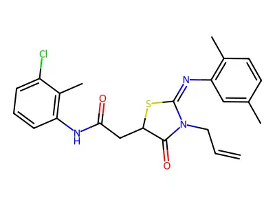 2-{3-allyl-2-[(2,5-dimethylphenyl)imino]-4-oxo-1,3-thiazolidin-5-yl}-N-(3-chloro-2-methylphenyl)acetamide structure