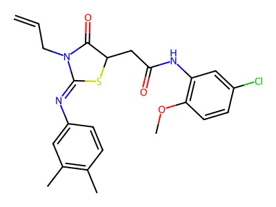 2-{3-allyl-2-[(3,4-dimethylphenyl)imino]-4-oxo-1,3-thiazolidin-5-yl}-N-(5-chloro-2-methoxyphenyl)acetamide structure