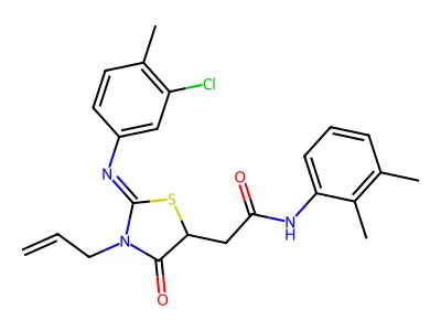 2-[(2Z)-2-[(3-chloro-4-methylphenyl)imino]-4-oxo-3-(prop-2-en-1-yl)-1,3-thiazolidin-5-yl]-N-(2,3-dimethylphenyl)acetamide structure