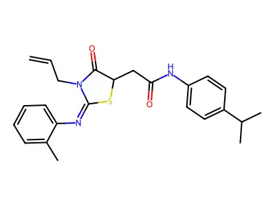 2-{3-allyl-2-[(2-methylphenyl)imino]-4-oxo-1,3-thiazolidin-5-yl}-N-(4-isopropylphenyl)acetamide structure