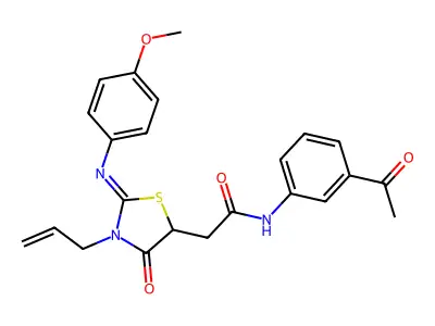 N-(3-acetylphenyl)-2-[2-(4-methoxyphenyl)imino-4-oxo-3-prop-2-enyl-1,3-thiazolidin-5-yl]acetamide structure