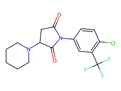 1-[4-Chloro-3-(trifluoromethyl)phenyl]-3-piperidin-1-ylpyrrolidine-2,5-dione structure