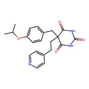 5-[(4-propan-2-yloxyphenyl)methyl]-5-(2-pyridin-4-ylethyl)-1,3-diazinane-2,4,6-trione structure