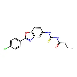 N-[[2-(4-chlorophenyl)-1,3-benzoxazol-5-yl]carbamothioyl]butanamide structure