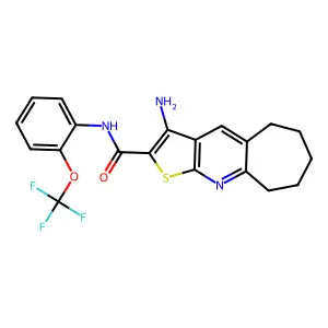 3-amino-N-[2-(trifluoromethoxy)phenyl]-6,7,8,9-tetrahydro-5H-cyclohepta[b]thieno[3,2-e]pyridine-2-carboxamide structure