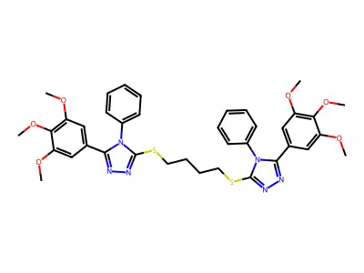 1,4-bis((4-phenyl-5-(3,4,5-trimethoxyphenyl)-4H-1,2,4-triazol-3-yl)thio)butane structure