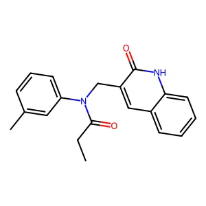 N-(3-methylphenyl)-N-[(2-oxo-1H-quinolin-3-yl)methyl]propanamide structure