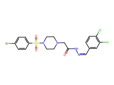 2-{4-[(4-bromophenyl)sulfonyl]piperazin-1-yl}-N'-[(E)-(3,4-dichlorophenyl)methylidene]acetohydrazide structure