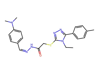 N-[(E)-[4-(dimethylamino)phenyl]methylideneamino]-2-[[4-ethyl-5-(4-methylphenyl)-1,2,4-triazol-3-yl]sulfanyl]acetamide structure