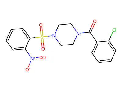 (2-Chlorophenyl)-[4-(2-nitrophenyl)sulfonylpiperazin-1-yl]methanone structure