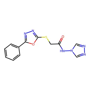 2-[(5-phenyl-1,3,4-oxadiazol-2-yl)sulfanyl]-N-(1,2,4-triazol-4-yl)acetamide structure