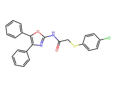 2-[(4-chlorophenyl)sulfanyl]-N-(4,5-diphenyl-1,3-oxazol-2-yl)acetamide structure