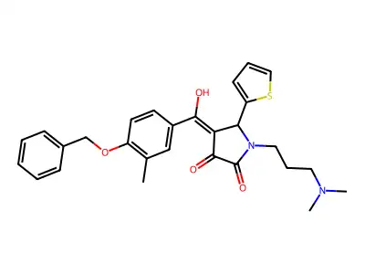 1-[3-(dimethylamino)propyl]-4-[hydroxy-(3-methyl-4-phenylmethoxyphenyl)methylidene]-5-thiophen-2-ylpyrrolidine-2,3-dione structure
