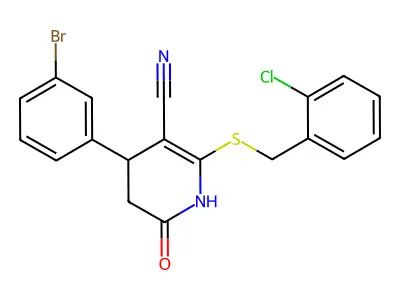4-(3-bromophenyl)-6-[(2-chlorophenyl)methylsulfanyl]-2-oxo-3,4-dihydro-1H-pyridine-5-carbonitrile structure