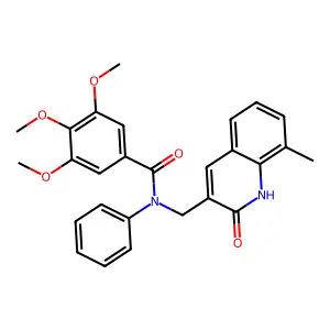 3,4,5-trimethoxy-N-[(8-methyl-2-oxo-1H-quinolin-3-yl)methyl]-N-phenylbenzamide structure