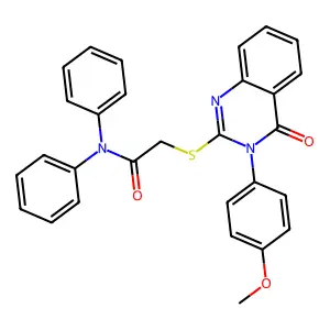 2-[3-(4-methoxyphenyl)-4-oxoquinazolin-2-yl]sulfanyl-N,N-diphenylacetamide structure