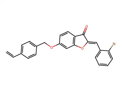 2-[(2-Bromophenyl)methylidene]-6-[(4-ethenylphenyl)methoxy]-1-benzofuran-3-one structure