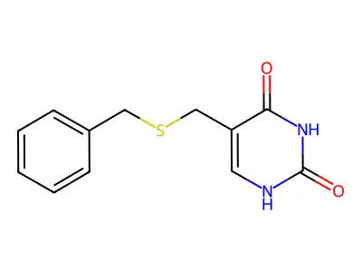 5-(benzylsulfanylmethyl)-1H-pyrimidine-2,4-dione structure