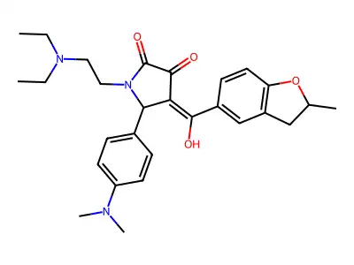 1-(2-diethylaminoethyl)-5-(4-dimethylaminophenyl)-4-[hydroxy-(2-methyl-2,3-dihydro-1-benzofuran-5-yl)methylidene]pyrrolidine-2,3-dione structure