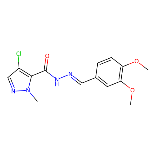 4-chloro-N'-(3,4-dimethoxybenzylidene)-1-methyl-1H-pyrazole-5-carbohydrazide structure