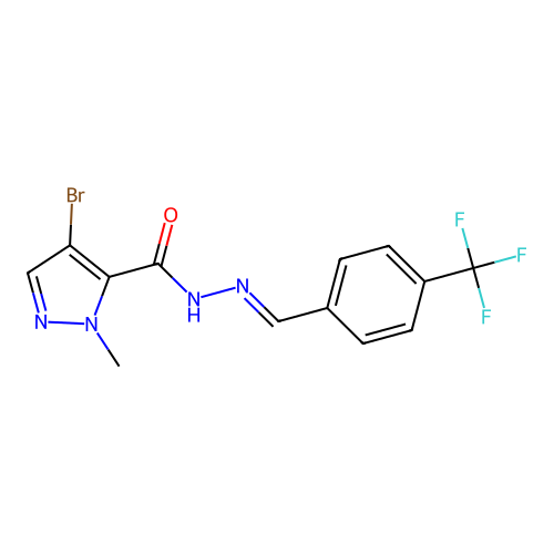 4-bromo-2-methyl-N-[(E)-[4-(trifluoromethyl)phenyl]methylideneamino]pyrazole-3-carboxamide structure