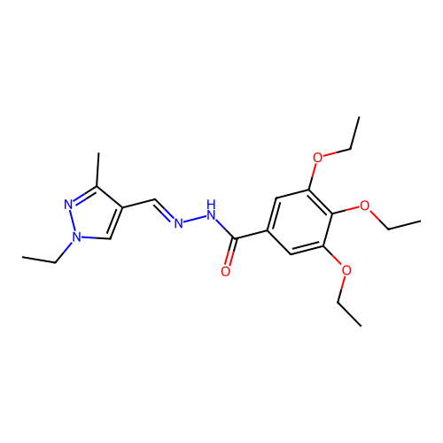 3,4,5-triethoxy-N-[(E)-(1-ethyl-3-methylpyrazol-4-yl)methylideneamino]benzamide structure