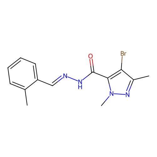 4-bromo-1,3-dimethyl-N'-(2-methylbenzylidene)-1H-pyrazole-5-carbohydrazide structure