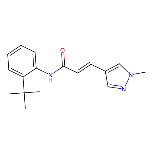 N-(2-tert-butylphenyl)-3-(1-methylpyrazol-4-yl)prop-2-enamide structure