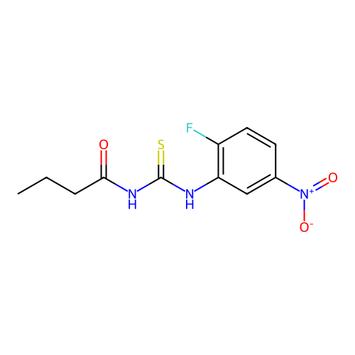 N-[(2-fluoro-5-nitrophenyl)carbamothioyl]butanamide structure