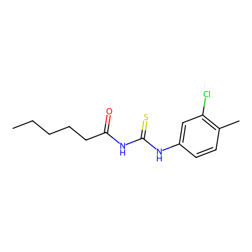 N-[(3-chloro-4-methylphenyl)carbamothioyl]hexanamide structure