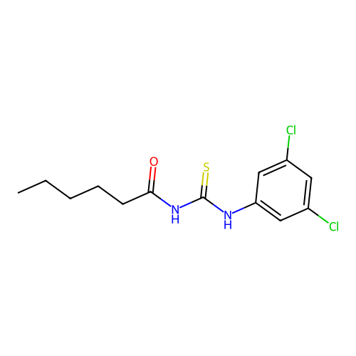 N-[(3,5-dichlorophenyl)carbamothioyl]hexanamide structure