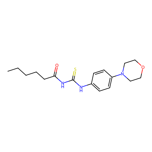 N-hexanoyl-N'-(4-morpholin-4-ylphenyl)thiourea structure
