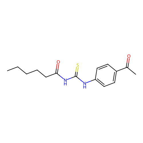 N-[(4-acetylphenyl)carbamothioyl]hexanamide structure