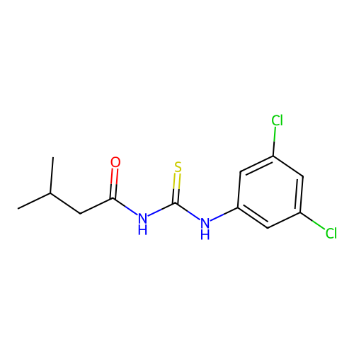 N-[(3,5-dichlorophenyl)carbamothioyl]-3-methylbutanamide structure
