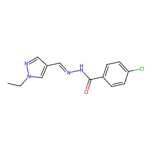4-chloro-N-[(E)-(1-ethylpyrazol-4-yl)methylideneamino]benzamide structure