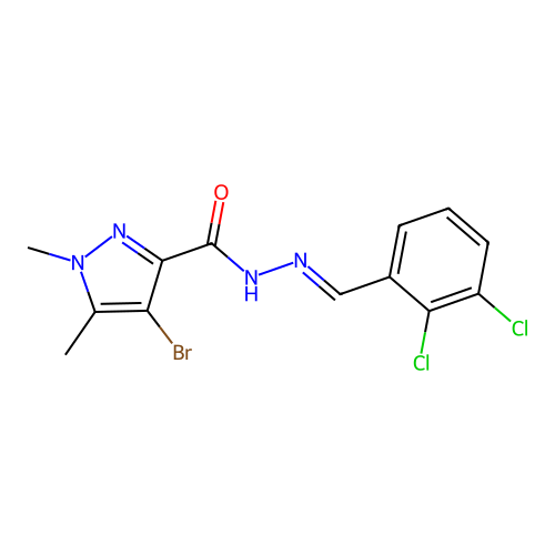 4-bromo-N-[(E)-(2,3-dichlorophenyl)methylideneamino]-1,5-dimethylpyrazole-3-carboxamide structure