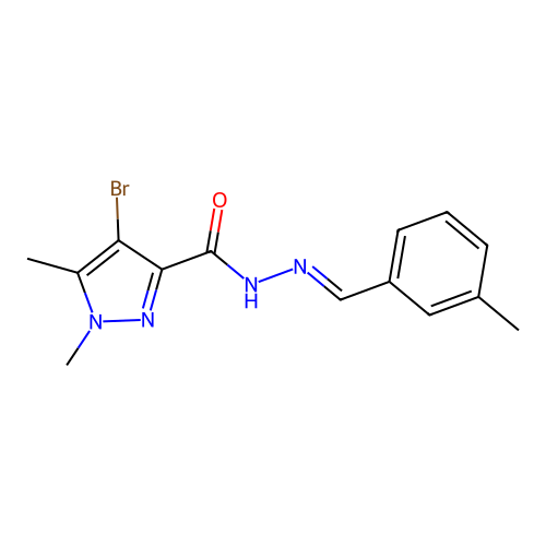 4-bromo-1,5-dimethyl-N-[(E)-(3-methylphenyl)methylideneamino]pyrazole-3-carboxamide structure