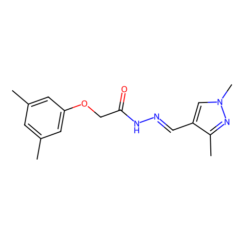 2-(3,5-dimethylphenoxy)-N-[(E)-(1,3-dimethylpyrazol-4-yl)methylideneamino]acetamide structure