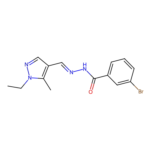 3-bromo-N-[(E)-(1-ethyl-5-methylpyrazol-4-yl)methylideneamino]benzamide structure