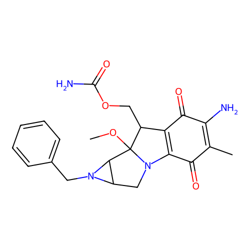(6-Amino-1-benzyl-8a-methoxy-5-methyl-4,7-dioxo-1,1a,2,4,7,8,8a,8b-octahydroazireno[2',3':3,4]pyrrolo[1,2-a]indol-8-yl)methyl hydrogen carbonimidate structure